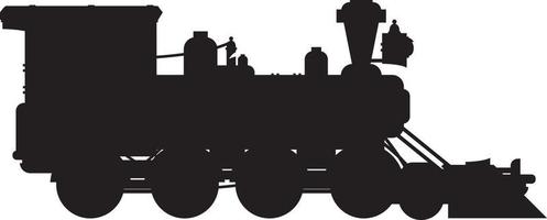 Old Fashioned Wild West Steam Train in Silhouette vector