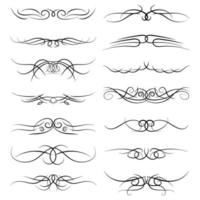 Set of vintage decorative curls, swirls, monograms and calligraphic borders. Line drawing design elements in black color on white background. Vector illustration.