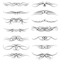 Set of vintage decorative curls, swirls, monograms and calligraphic borders. Line drawing design elements in black color on white background. Vector illustration.