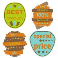 Set of Vector Badges with Ribbons. Web stickers and labels. Isolated vector illustration.