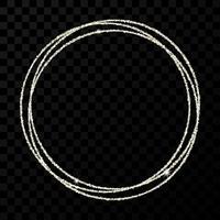 Silver circle frame. Modern shiny frame with light effects isolated on dark vector