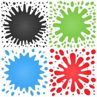 Set of four splashes with lots of small splashes on a white background. Vector illustration