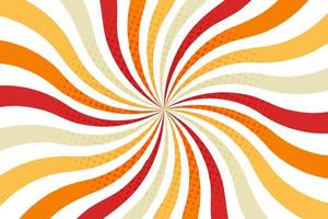 Abstract sunburst pop art pattern psychedelic retro background with halftone vector