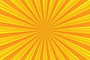 Pop art yellow rays sunburst pattern background vector illustration with halftone