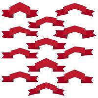 Set of twelve red ribbons and banners for web design. Great design element isolated on white background. Vector illustration.
