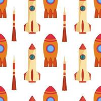 Seamless pattern with space rocket. Vector illustration.