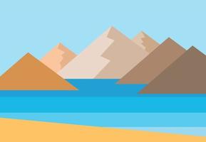 Vector panorama of the mountains by the sea