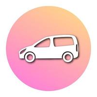 White car in circle with modern gradient and shadow. Vector illustration