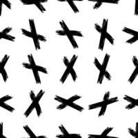 Seamless pattern with hand drawn cross symbols. Black sketch cross symbol on white background. Vector illustration
