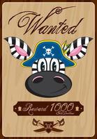 Cartoon Swashbuckling Pirate Captain Wanted Poster vector