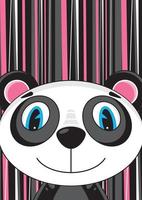 Cute Cartoon Panda Bear Character on Striped Background vector