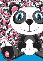 Cute Cartoon Panda Bear Character and Pattern vector