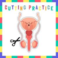 Cutting practice. Educational activity worksheet for kids and toddlers. Game for children vector