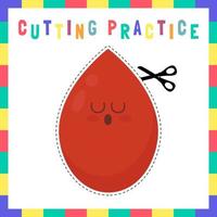 Cutting practice. Educational activity worksheet for kids and toddlers. Game for children vector