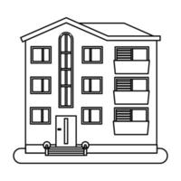House in thin line style on white background. Vector illustration.