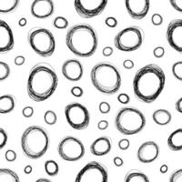 Seamless pattern with black sketch hand drawn pencil scribble ellipse shape on white background. Abstract grunge texture. Vector illustration