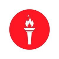 Fire torch icon vector isolated on circle background