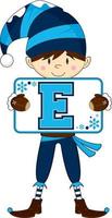 E is for Elf Christmas Alphabet Learning Illustration vector