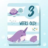 baby milestone cards set with ocean themed vector