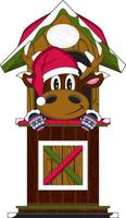 Cartoon Santa Claus Christmas Reindeer in Hut vector