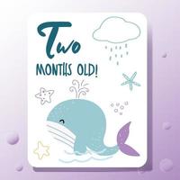 bebé hito tarjetas conjunto con Oceano temática vector