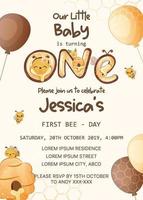 baby shower invitation template with koala vector