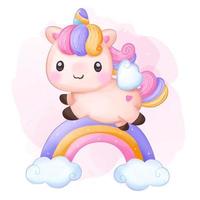 Cute Unicorns Birthday Party Illustration vector