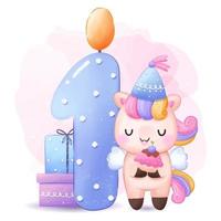 Cute Unicorns Birthday Party Illustration vector