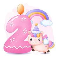 linda unicornios cumpleaños fiesta ilustración vector