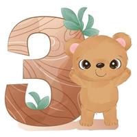 Cute number display with wild animals for nursery decoration vector