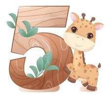 Cute number display with wild animals for nursery decoration vector