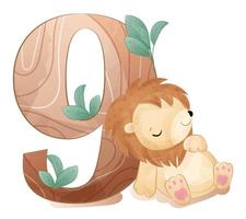 Cute number display with wild animals for nursery decoration vector