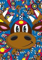 Cute Cartoon Reindeer Racing Driver in Sports Car vector