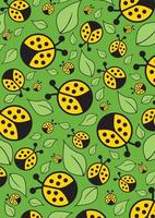 Cute Cartoon Yellow Ladybird Pattern vector