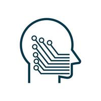 The Artificial intelligence line icons. Set of brain, ai, head, machine, technology vector