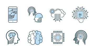 Technology icon set, set of technology icon set, such as robot, digital, vr, ai, cyber vector