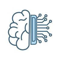 AI brain icon lines style, brain link with circuits system of artificial intelligence opporatating system, modern AI smart, robotic and cloud computing vector