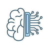 ai cerebro icono líneas estilo, cerebro enlace con circuitos sistema de artificial inteligencia aprovechando sistema, moderno ai elegante, robótico y nube informática vector