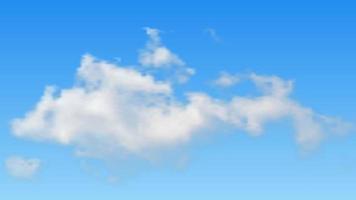 Natural background with cloud on blue sky. Realistic cloud on blue backdrop. Vector illustration