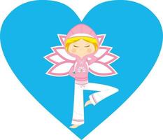 Cartoon Meditating Yoga Girl in Hoodie Illustration vector