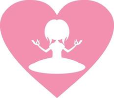 Meditating Heart Yoga Girl in Silhouette Illustration vector