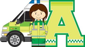 A is for Ambulance Alphabet Learning Illustration vector