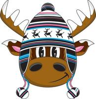 Cute Cartoon Wooly Hat Christmas Reindeer Illustration vector