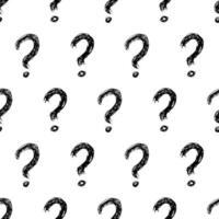 Seamless pattern with hand drawn question mark symbol. Black sketch question mark symbol on white background. Vector illustration