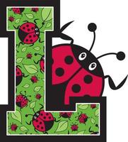 L is for Ladybird Alphabet Learning Illustration vector