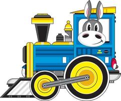 linda dibujos animados Burro conducción tren ilustración vector