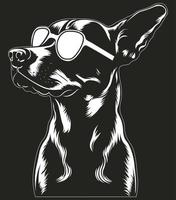 Dog wearing sunglass vector classical style simple white and black color