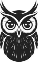 Cute Owl logo vector classical style simple white and black color