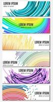 Set of six colorful abstract header banners with curved lines and place for text. Vector backgrounds for web design.