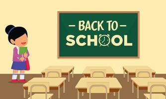 cartoon illustration of girl student back to school vector